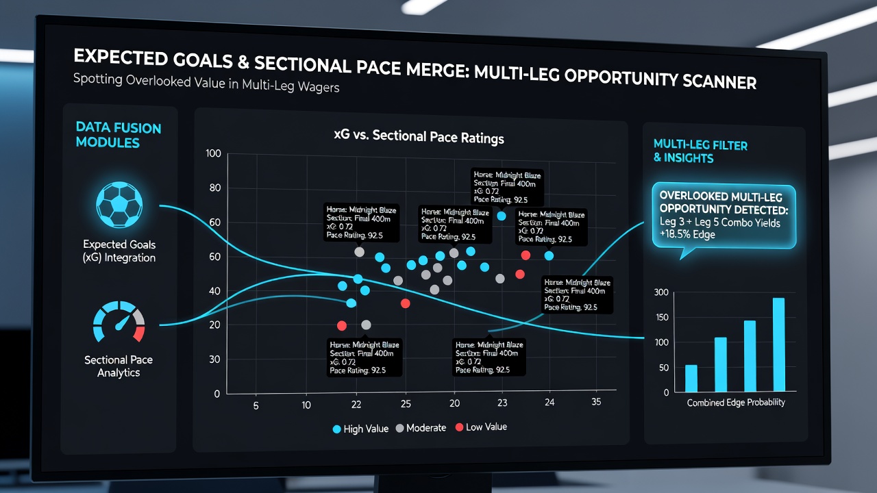 Analytical dashboard displaying merged expected goals and sectional pace data points for niche market betting opportunities